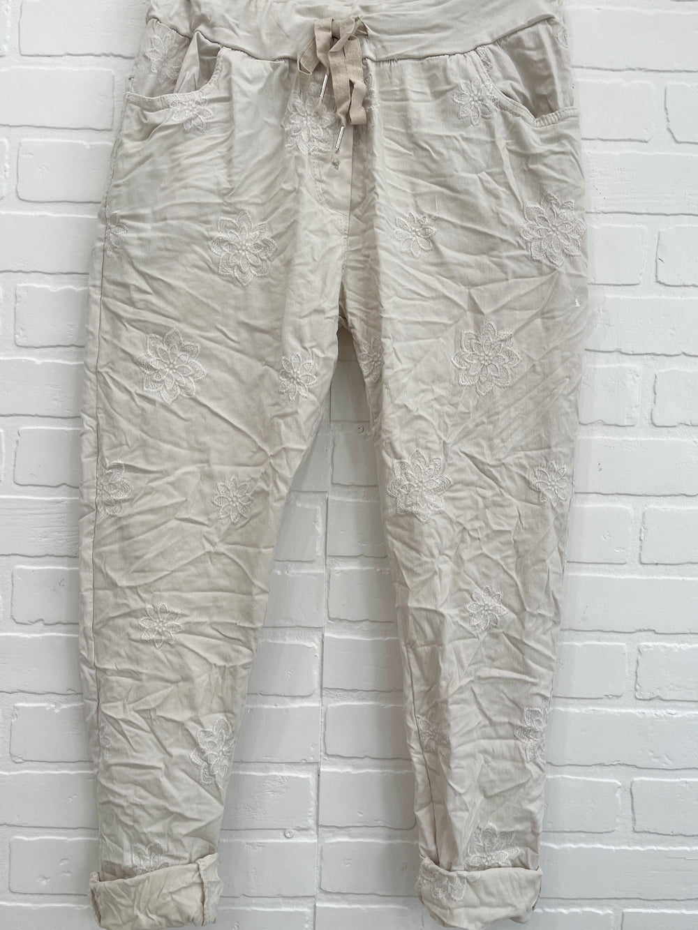 Floral Embroidered Jogger Pants