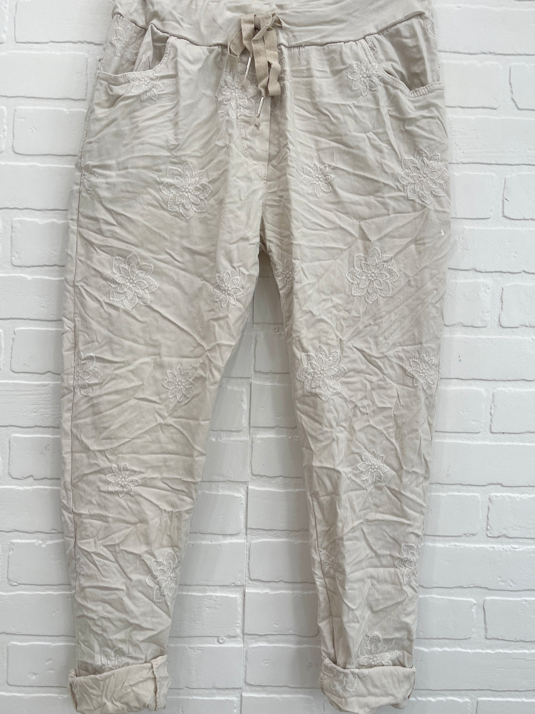 Floral Embroidered Jogger Pants