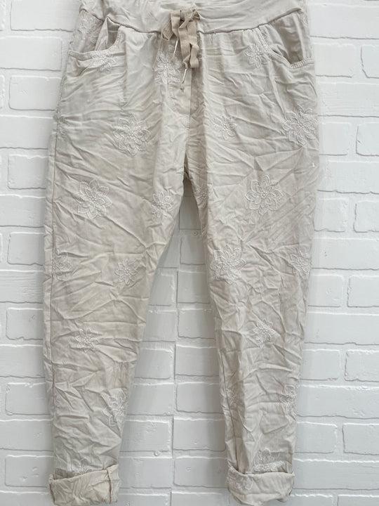 Floral Embroidered Jogger Pants