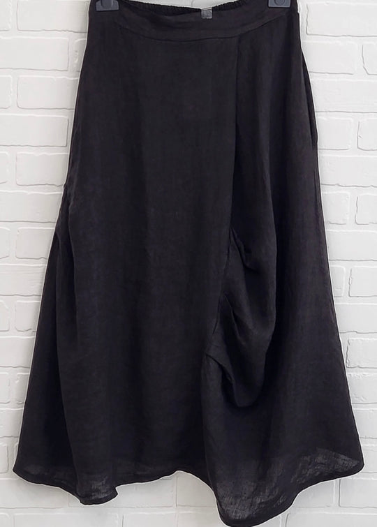 Boho Black Linen Skirt