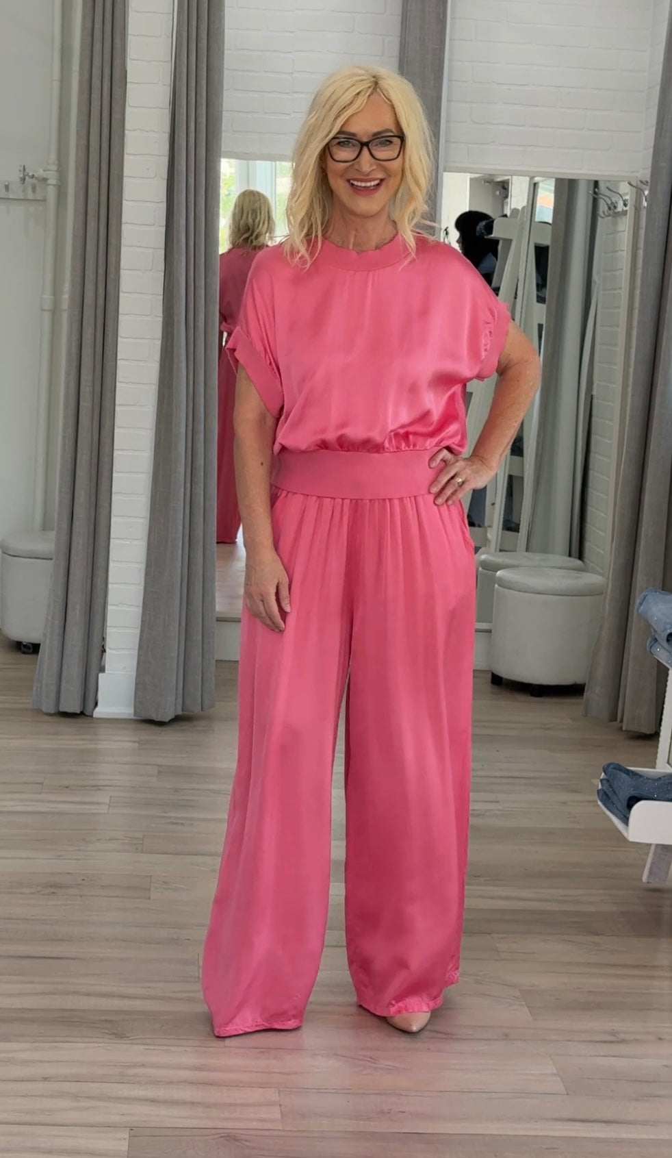 Serena Satin Set – Raspberry Rose
