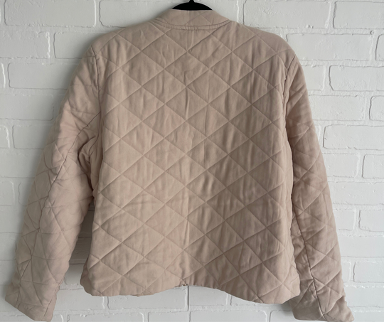 Beige Quilted Bomber Jacket