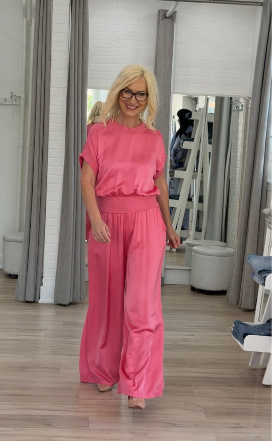 Serena Satin Set – Raspberry Rose