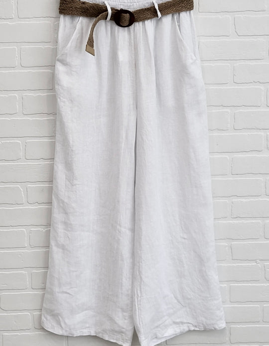 Linen Wide-Leg Pants