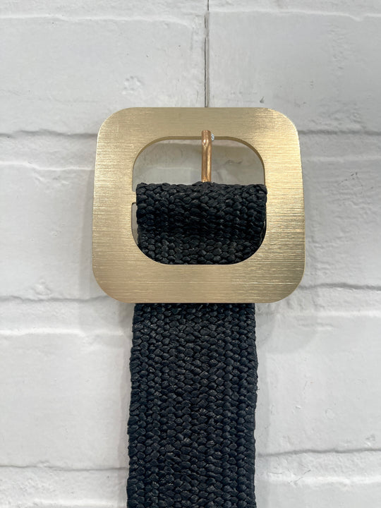 Square gold buckle belt