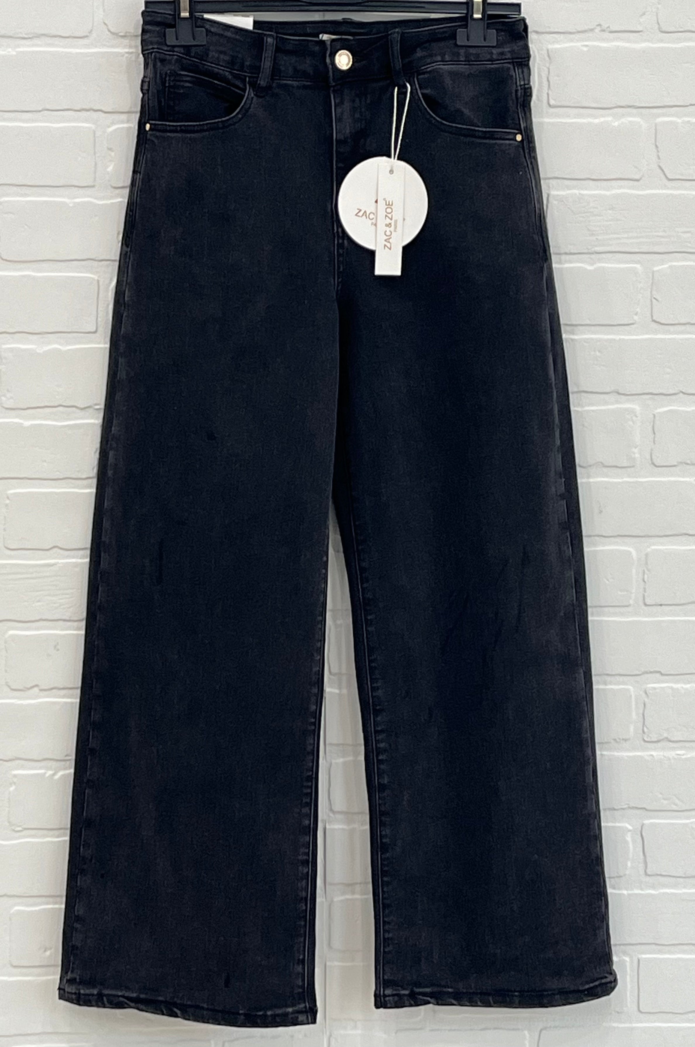【KOOLOSET】Dirty Engine Washing Bijo Denim Zac & Zoe Charcoal Raw Hem Cropped Jeans – Unique Boutique