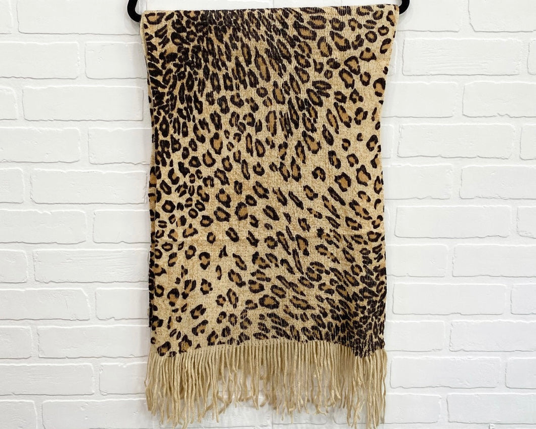 Tassled Animal Print Scarf