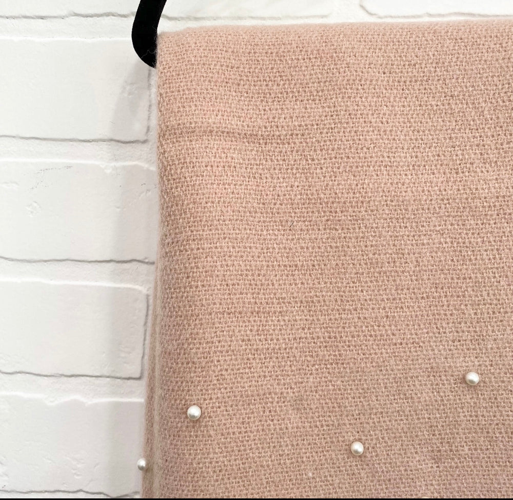 Baby Pink Scarf With Pearls