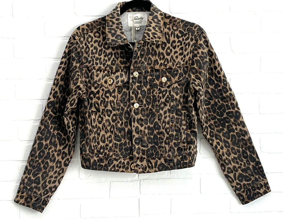 Leopard print denim jacket