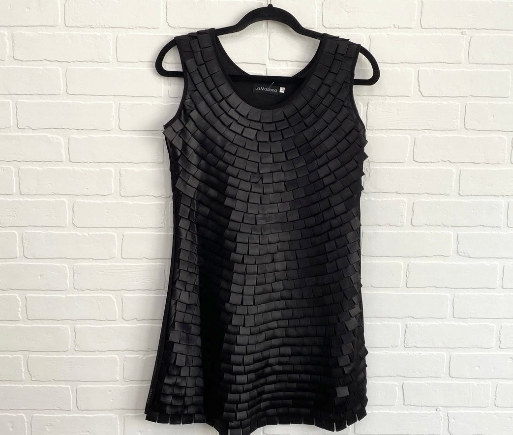 Black Shirt With Layered Square Fabric