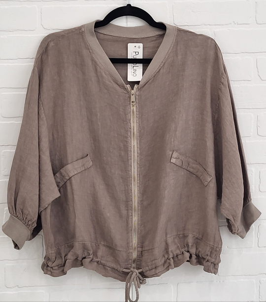 Linen Zip Up Jacket