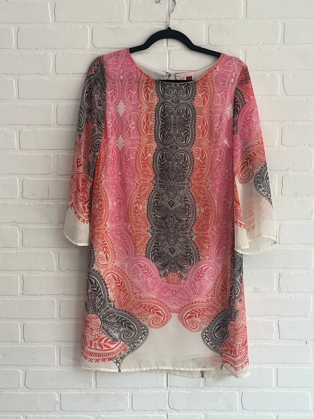 Paisley Print Tunic Dress with Bell Sleeves