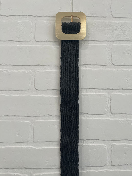 Square gold buckle belt