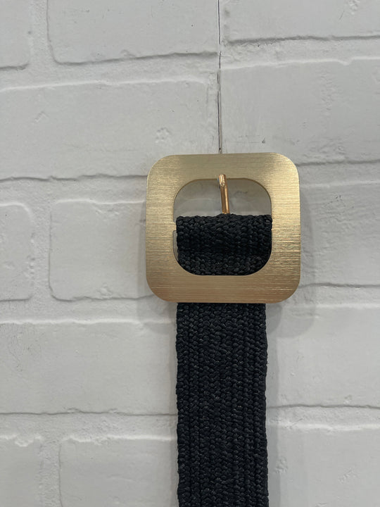 Square gold buckle belt
