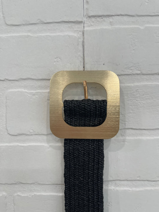 Square gold buckle belt
