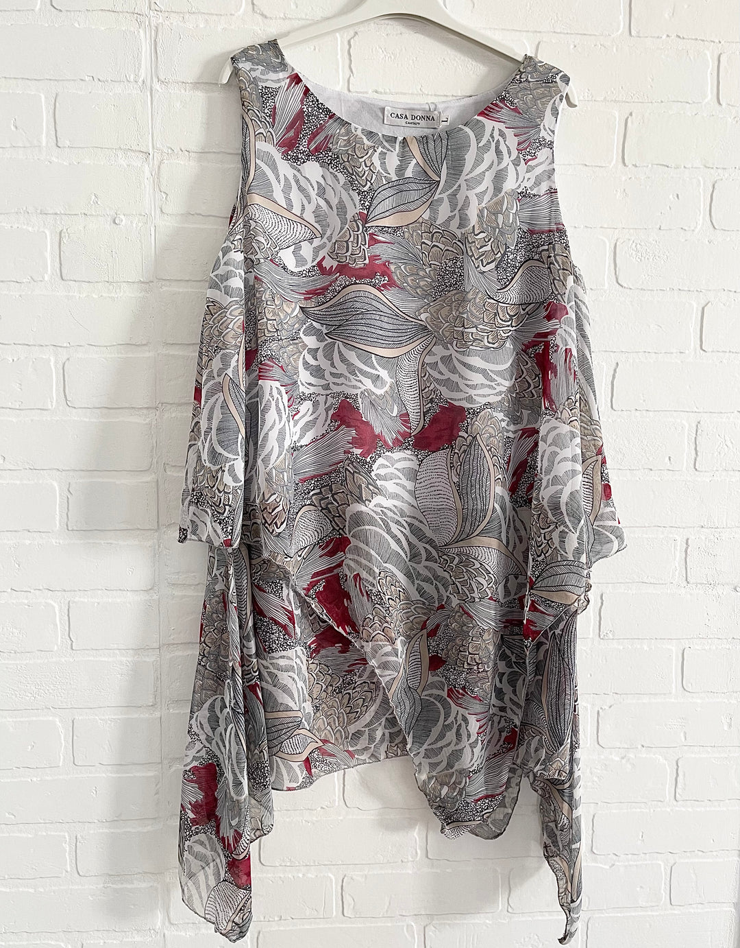 Abstract Floral Asymmetrical Tunic