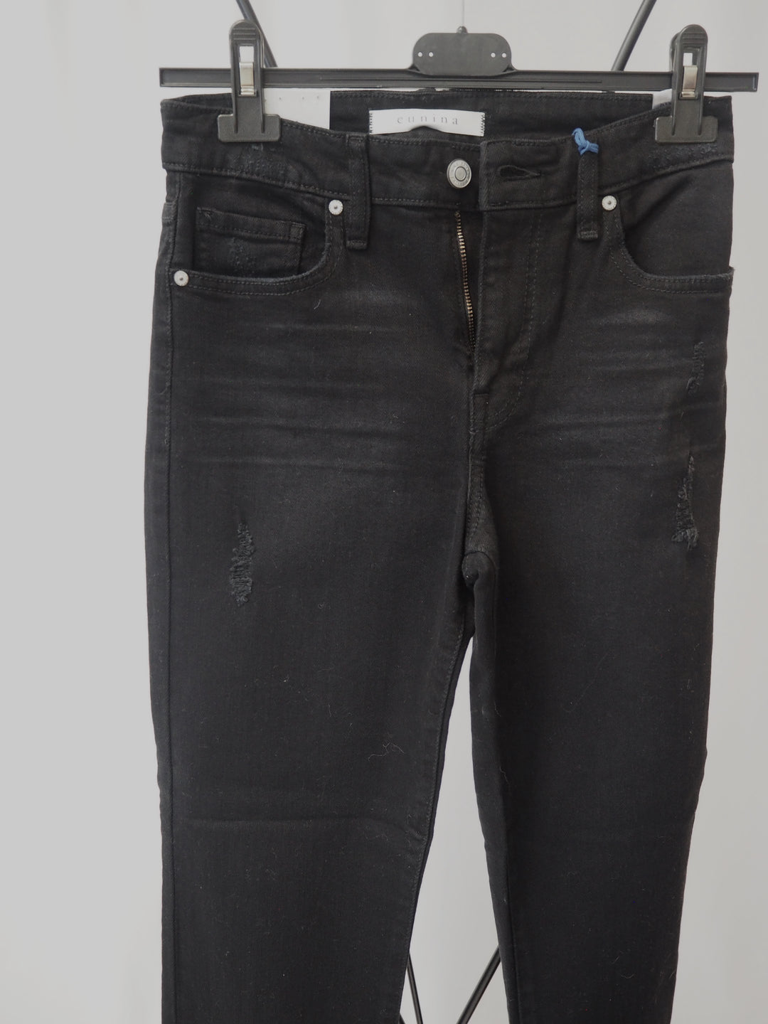 Jean noir vieilli taille haute