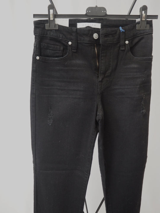 Jean noir vieilli taille haute