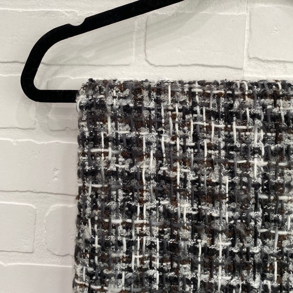 Black & white Scarf With Fringed Ends
