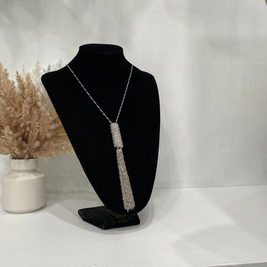Silver Necklace With A Hanging Chain
