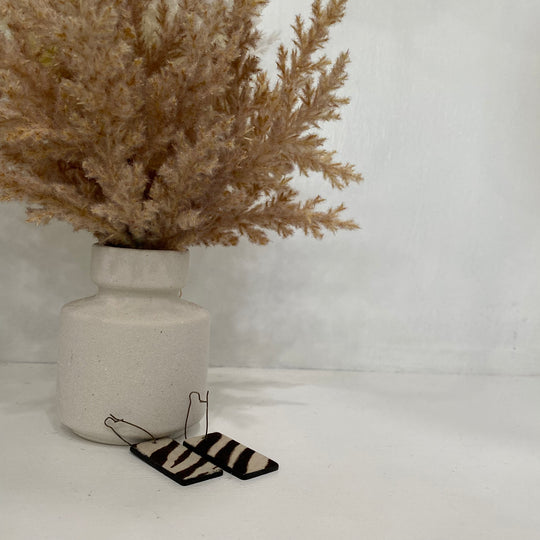 Brown And White Animal Print Earrings