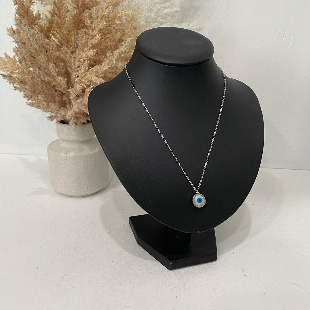 Eye Shaped Silver Necklace