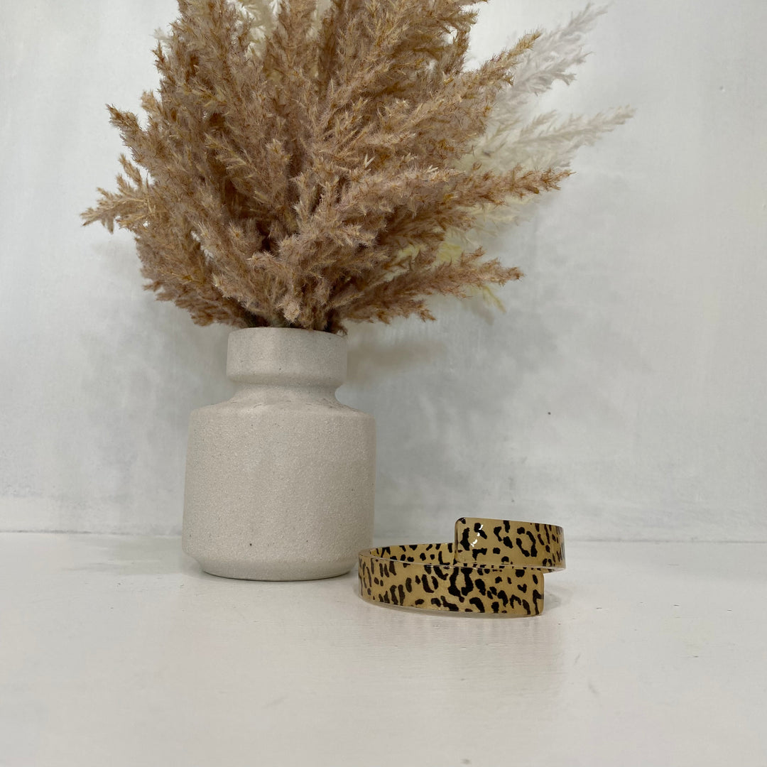 Yellow And Black Leopard Print Layered Bracelet