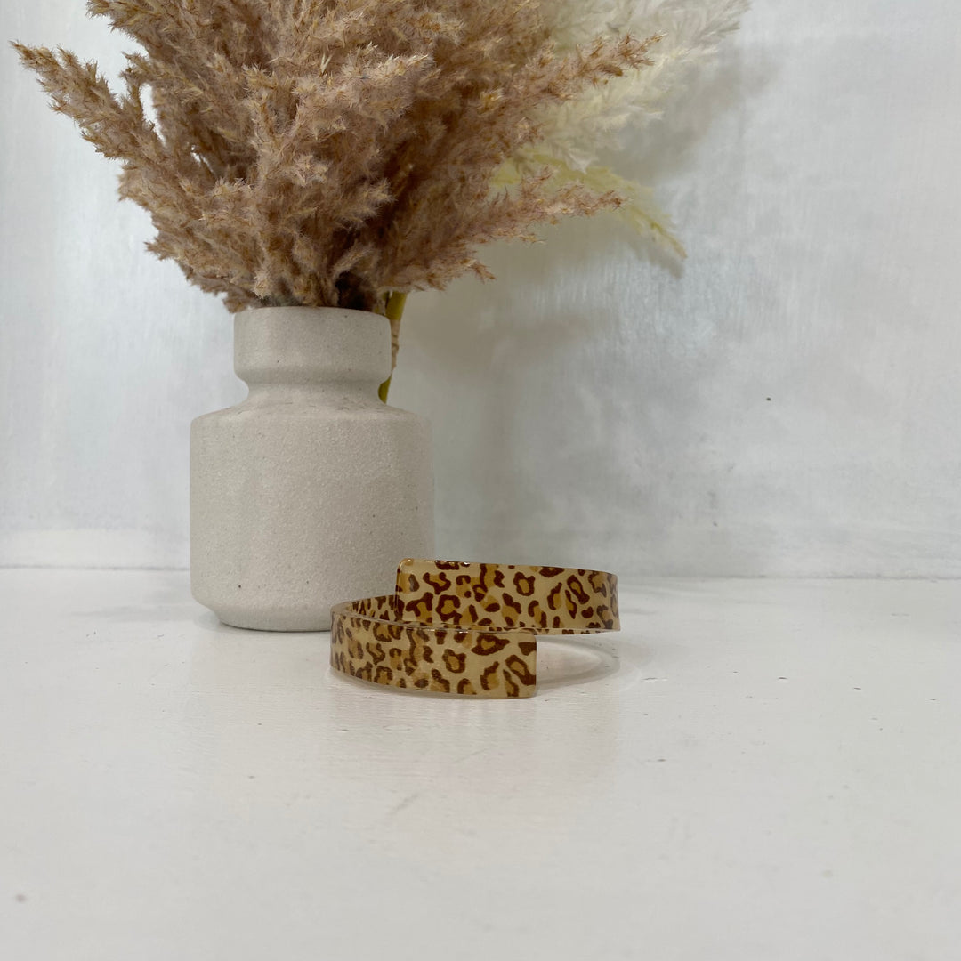 Amber And Brown Leopard Print Layered Bracelet