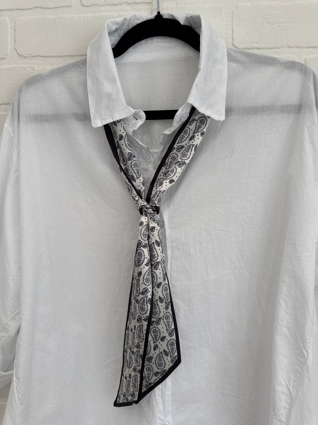 White Cotton Shirt with Tie