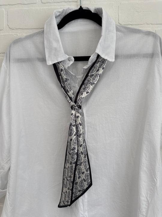 White Cotton Shirt with Tie
