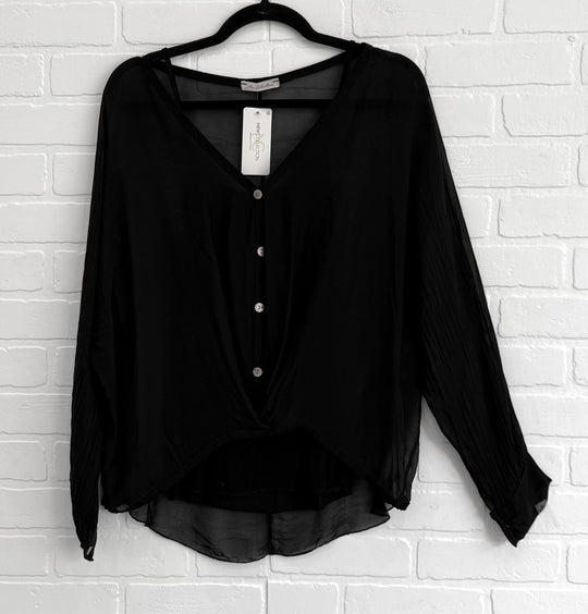 Elena Buttoned Silk Blend Blouse