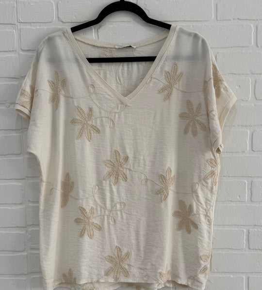 Capri Bloom Embroidered Top