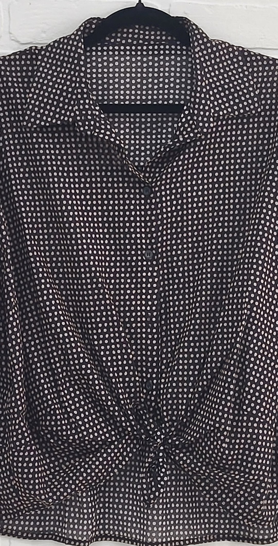 Polka Dot Cotton Button-Down Blouse