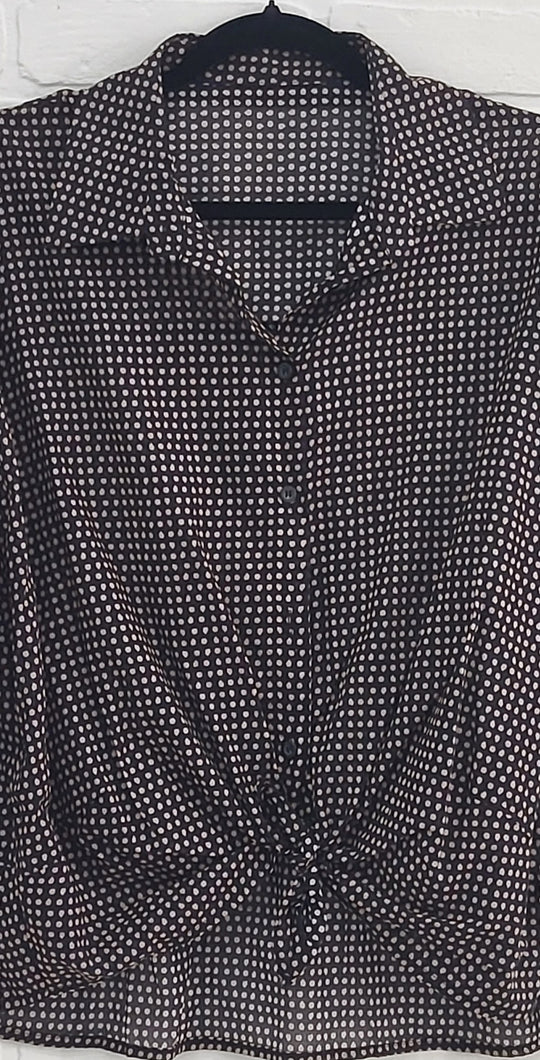 Polka Dot Cotton Button-Down Blouse