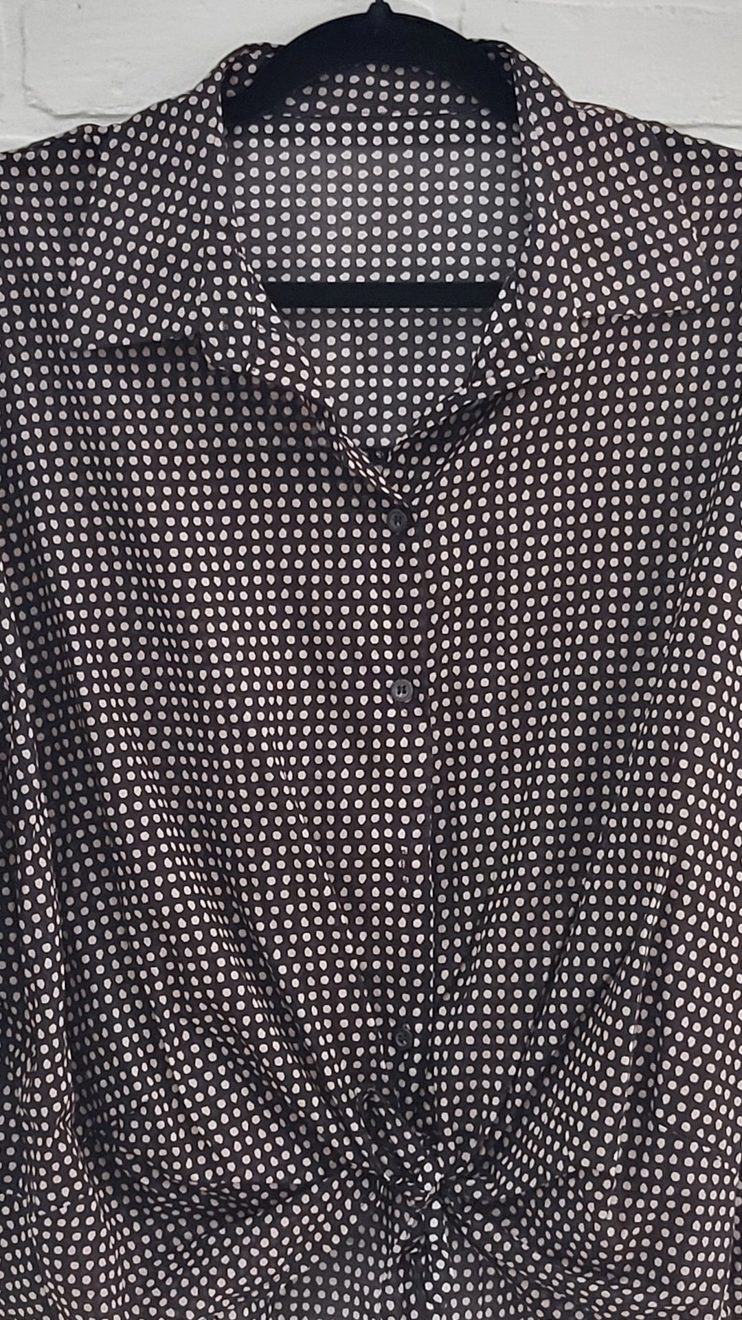 Polka Dot Cotton Button-Down Blouse
