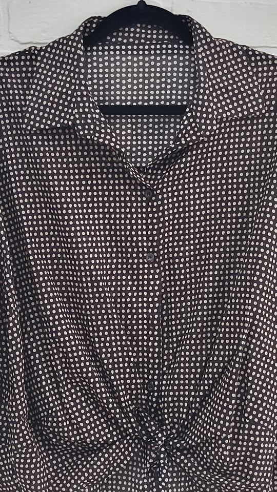 Polka Dot Cotton Button-Down Blouse