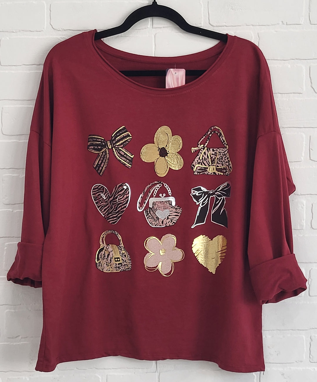 Glam Bow & Bag Cotton Top