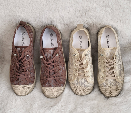 Embroidered Lace up Sneakers