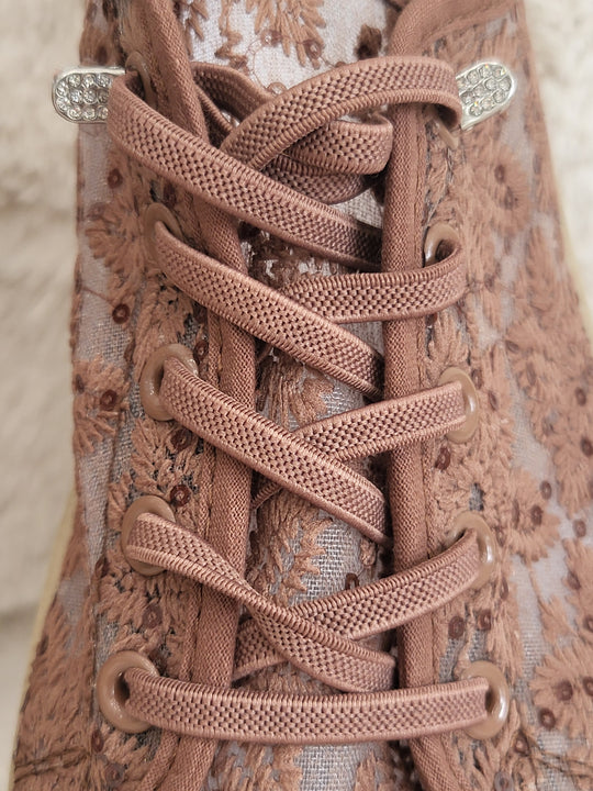 Embroidered Lace up Sneakers