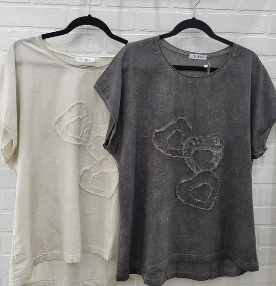 Vintage Wash Heart Detail Tee