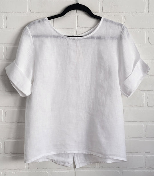 Linen Back Button up Top