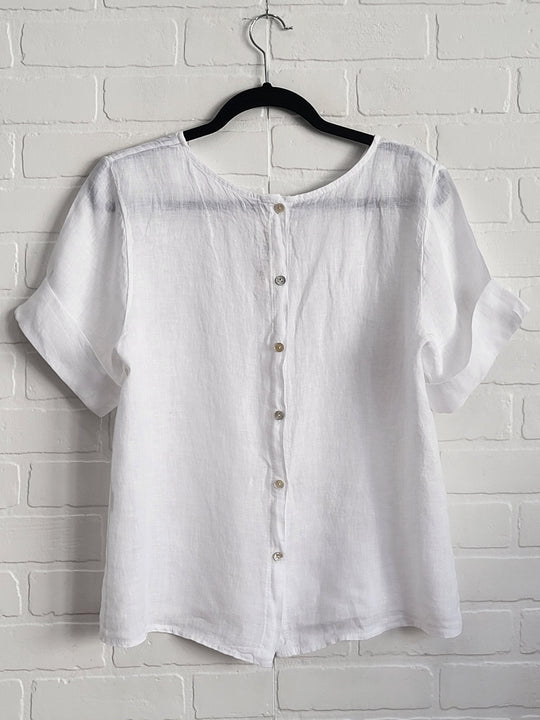 Linen Back Button up Top