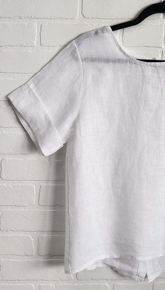 Linen Back Button up Top