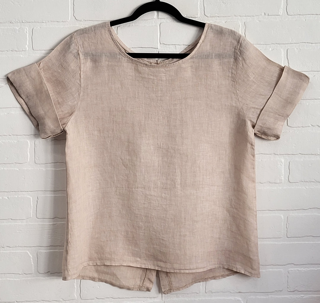 Linen Back Button up Top