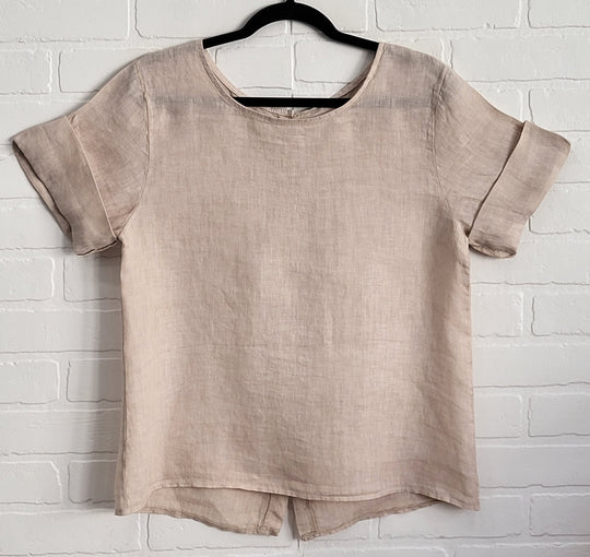 Linen Back Button up Top