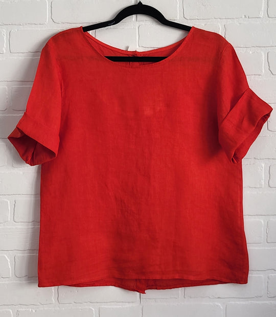 Linen Back Button up Top