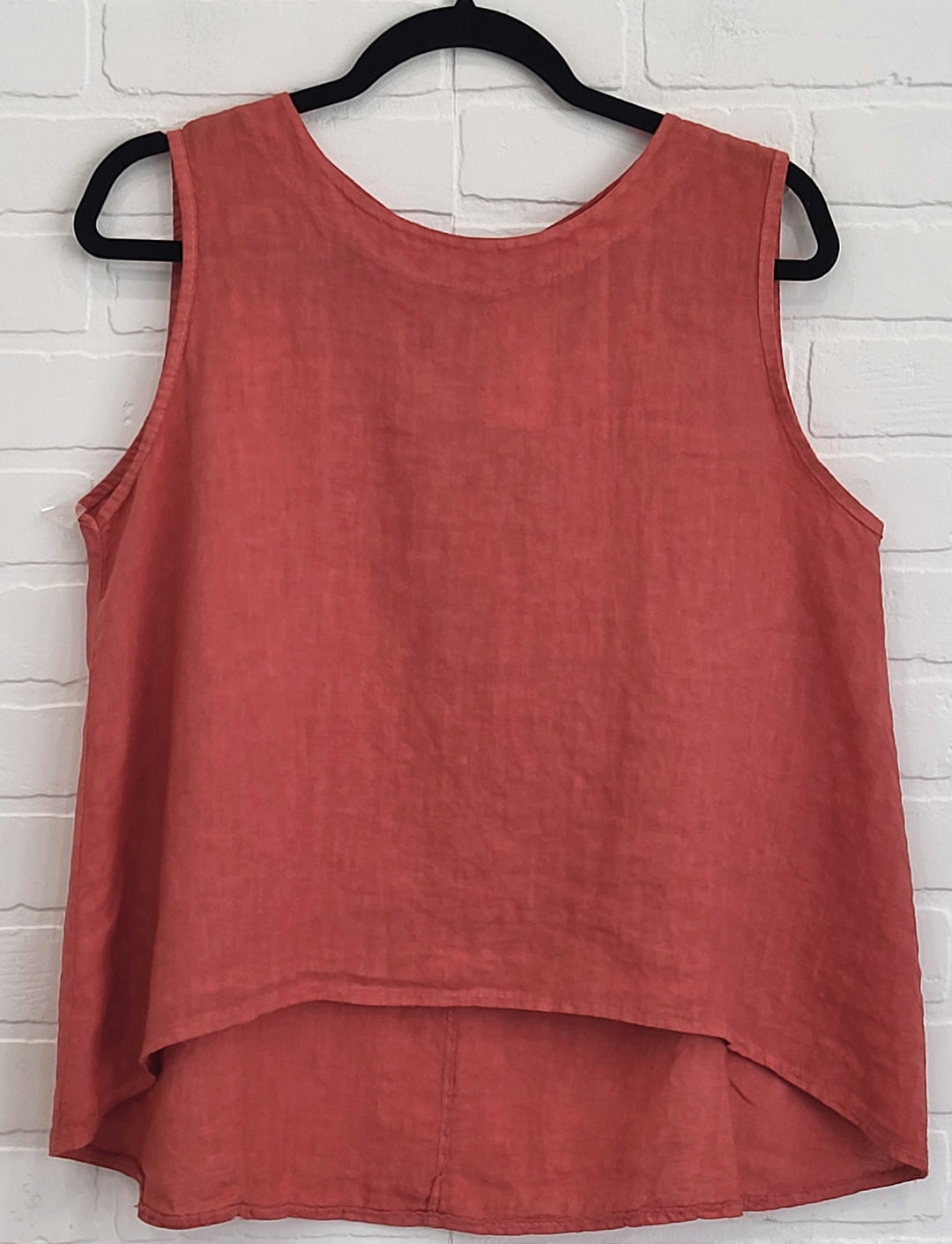 Florence Linen Sleeveless Top with Bow Back