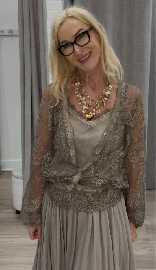 Lace Button -Up Top