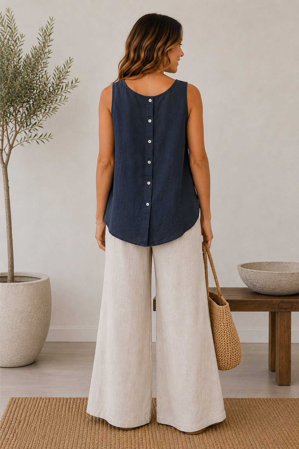 Verona Linen Sleeveless Top