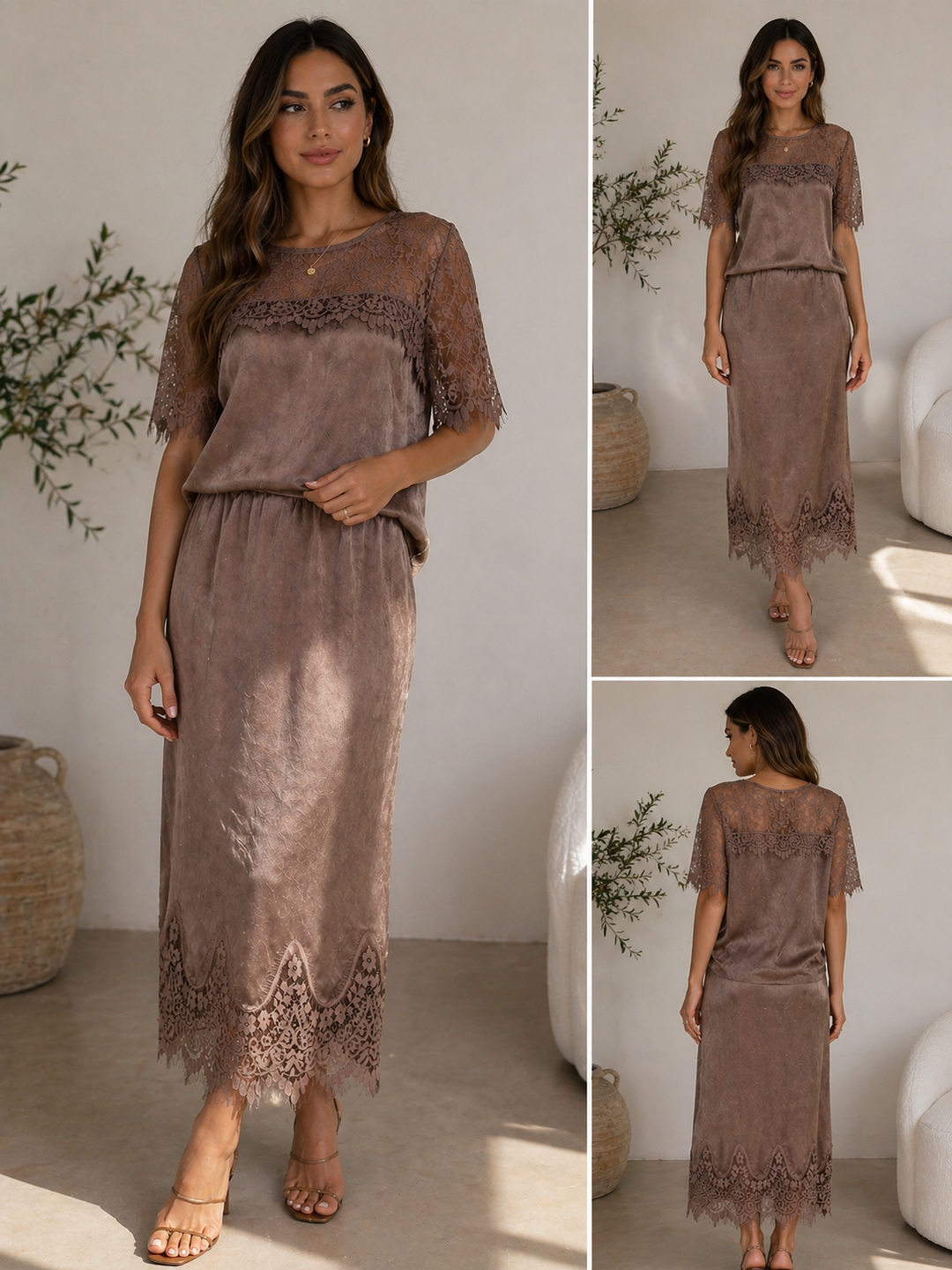 Veloura Lace Satin Set